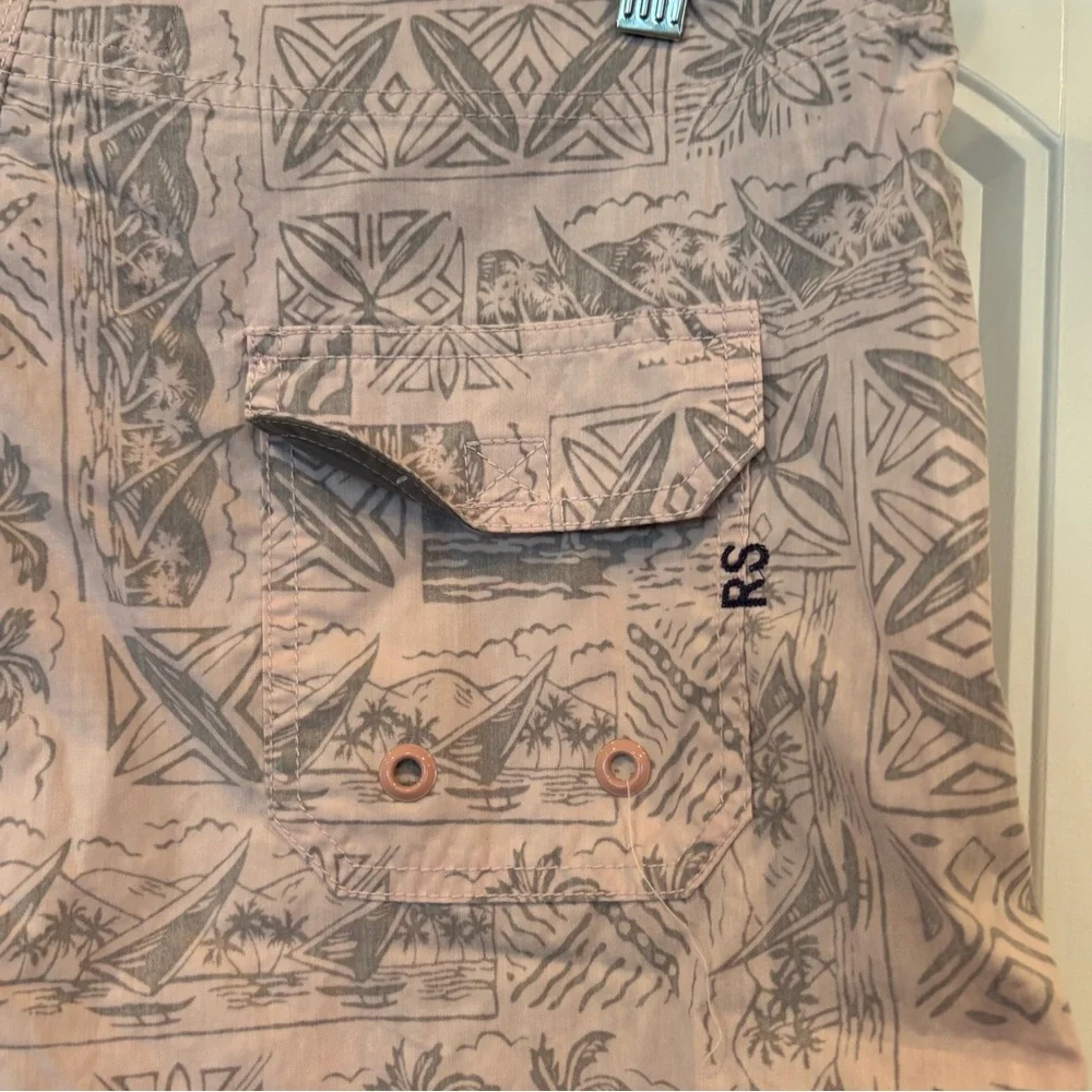 Reyn Spooner Pink And Gray Swim Trunks Size 34‎